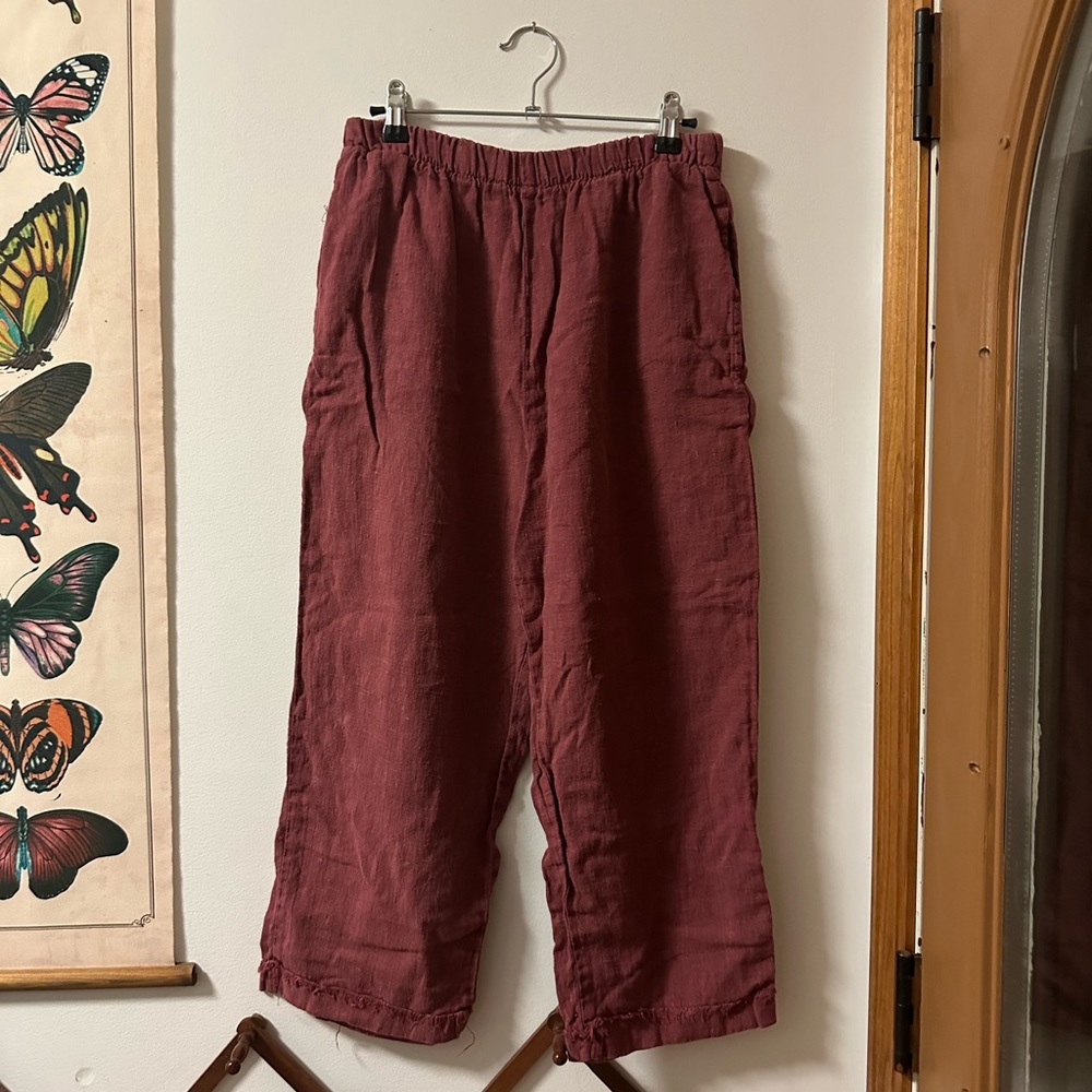 Sprigs Maroon Linen Pants